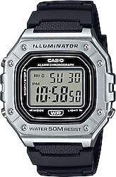 Casio Standart W-218HM-7AVDF Silikon Kordon Siyah-Gümüş Erkek Kol Saati