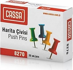 Cassa 8270 20'li Paket Renkli Harita Çivisi
