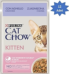 Cat Chow Kitten Kuzu Etli 85 gr 12'li Yavru Yaş Kedi Maması