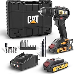 Cat DX1010.1 Çift Akülü 2 Ah Darbeli Matkap + 20 Parça Aksesuar Seti