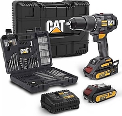 Cat DX12SET 18 V 2 Ah Çift Akülü Darbeli Matkap + DA01903 201 Parça Uç Seti