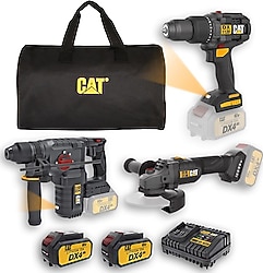 Cat DXK301.1 Çift Akülü 4 Ah DX1120B + DX2150B + DX3131B Elektrikli El Aletleri Seti