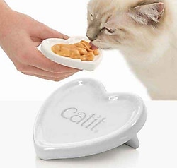 Catit Creamy Seramik Kalp Sıvı Ödül Dondurma Kabı