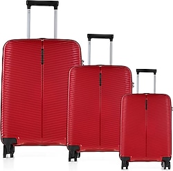 ÇÇS 5224 Polipropilen Kabin + Orta + Büyük Boy 3'lü Valiz Seti