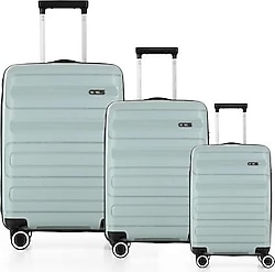 ÇÇS 5225 Polipropilen Mavi Kabin + Orta + Büyük Boy 3'lü Valiz Seti
