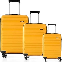 ÇÇS 5225 Polipropilen Sarı Kabin + Orta + Büyük Boy 3'lü Valiz Seti
