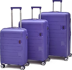 ÇÇS 5236 Polipropilen Mor Kabin + Orta + Büyük Boy 3'lü Valiz Seti