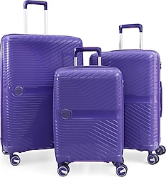 ÇÇS 5239 Polipropilen Mor Kabin + Orta + Büyük Boy 3'lü Valiz Seti