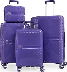 ÇÇS 5239 Polipropilen Mor Kabin + Orta + Büyük + Makyaj Boy 4'lü Valiz Seti