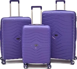 ÇÇS 5242 Polipropilen Mor Kabin + Orta + Büyük Boy 3'lü Valiz Seti