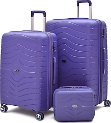 ÇÇS 5242 Polipropilen Orta + Büyük + Makyaj Boy 3'lü Valiz Seti