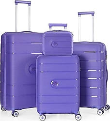 ÇÇS 5247 Polipropilen Mor Kabin + Orta + Büyük + Makyaj Boy 4'lü Valiz Seti