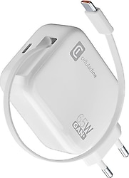 Cellularline Retractable GaN 65 W Type-C Kablolu Hızlı Şarj Aleti