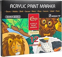 Cengo CGO-603 Orta Uçlu 12'li Akrilik Marker Kalem Seti