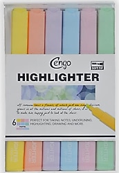 Cengo CGO401 Kare Tipi Pastel 6'lı Fosforlu Kalem Seti