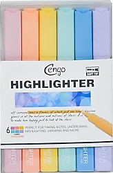 Cengo CGO701 Kare Tipi Candy 6'lı Fosforlu Kalem Seti