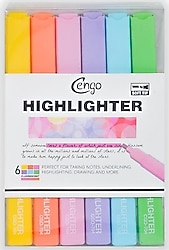 Cengo CGO704 Kare Tipi Fluorescent 6'lı Fosforlu Kalem Seti