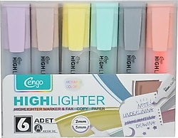 Cengo CGO802 Morandi 6'lı Fosforlu Kalem Seti