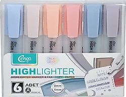 Cengo CGO804 Cream 6'lı Fosforlu Kalem Seti