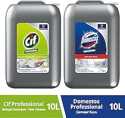 Domestos Professional Çamaşır Suyu 10 lt + Cif Professional Bulaşık Deterjanı Elde Yıkama 10 lt