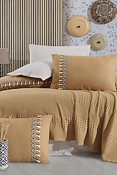Clasy Bohamline Butik Hardal Çift Kişilik Pike Takımı