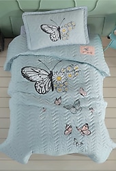 Clasy Daisy Love Mint Kapitone Pamuk Tek Kişilik Yatak Örtüsü Takımı