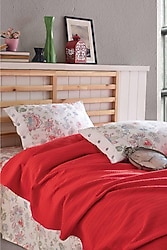 Clasy La Nature Butik Kırmızı Çift Kişilik Pike Takımı