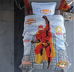 Clasy Süperhero Kapitone Pamuk Çocuk Tek Kişilik Yatak Örtüsü Takımı