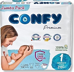 Confy Premium 1 Numara Yenidoğan 210'lu Bebek Bezi