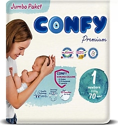 Confy Premium 1 Numara Yenidoğan 70'li Bebek Bezi