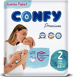 Confy Premium 2 Numara Mini 66'lı Bebek Bezi