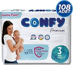Confy Premium 3 Numara Midi 108'li Bebek Bezi