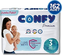 Confy Premium 3 Numara Midi 162'li Bebek Bezi