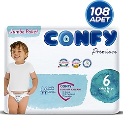 Confy Premium 6 Numara Extra Large 108'li Bebek Bezi