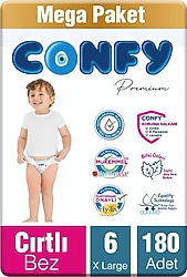 Confy Premium 6 Numara Extra Large 180'li Bebek Bezi