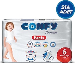 Confy Premium 6 Numara Extra Large 216'lı Külot Bez