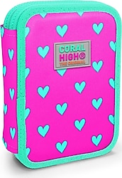 Coral High 11133 Kalp Desenli Çift Katlı Kalemlik