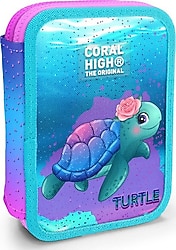 Coral High 11134 Kaplumbağa Desenli Çift Katlı Kalemlik