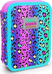 Coral High 11143 Renkli Leopar Desenli Çift Katlı Kalemlik