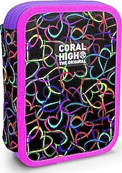 Coral High 11145 Kalp Desenli Çift Katlı Kalemlik