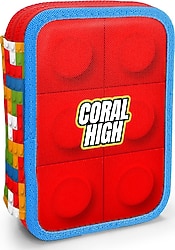 Coral High 11157 Blok Desenli Çift Katlı Kalemlik