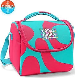 Coral High 22785 Neon Mercan-Turkuaz Desenli Termoslu Beslenme Çantası