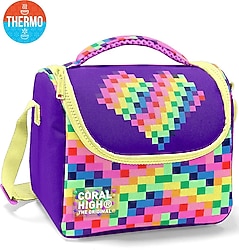 Coral High 37108 Piksel Kalp Desenli Termoslu Beslenme Çantası