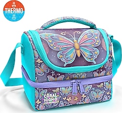 Coral High 37203 Kelebek Desenli 2 Katlı Termoslu Beslenme Çantası