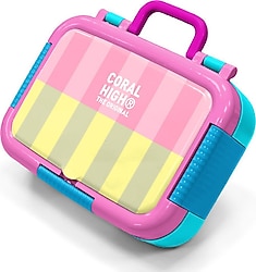 Coral High 39123 Pembe-Sarı Çizgi Desenli Çelik Beslenme Kutusu