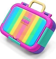 Coral High 39180 Renkli Çizgili Desenli Çelik Beslenme Kutusu