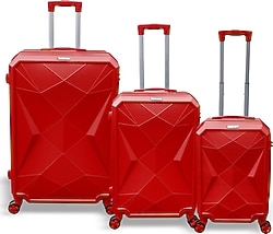 Coral High Diamond ABS Kabin + Orta + Büyük Boy 3'lü Valiz Seti