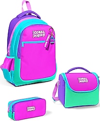 Coral High SET0114426 Renkli 3'lü Okul Çanta Seti