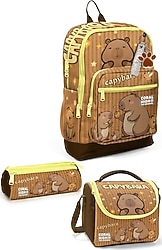 Coral High SET0123783 Kapibara Desenli 3'lü Okul Çantası Seti