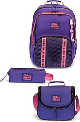 Coral High SET0124409 Mor 3'lü Okul Çanta Seti